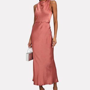SHONA JOY La Lune Satin Crepe Midi Dress